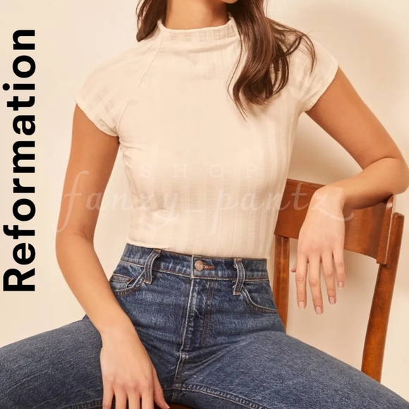 Reformation Tops - NWOT REFORMATION Giselle Mock Neck Top Ribbed Xs